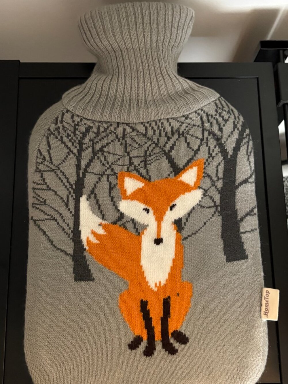 Hot Water Bottle with Knit Fox Cover